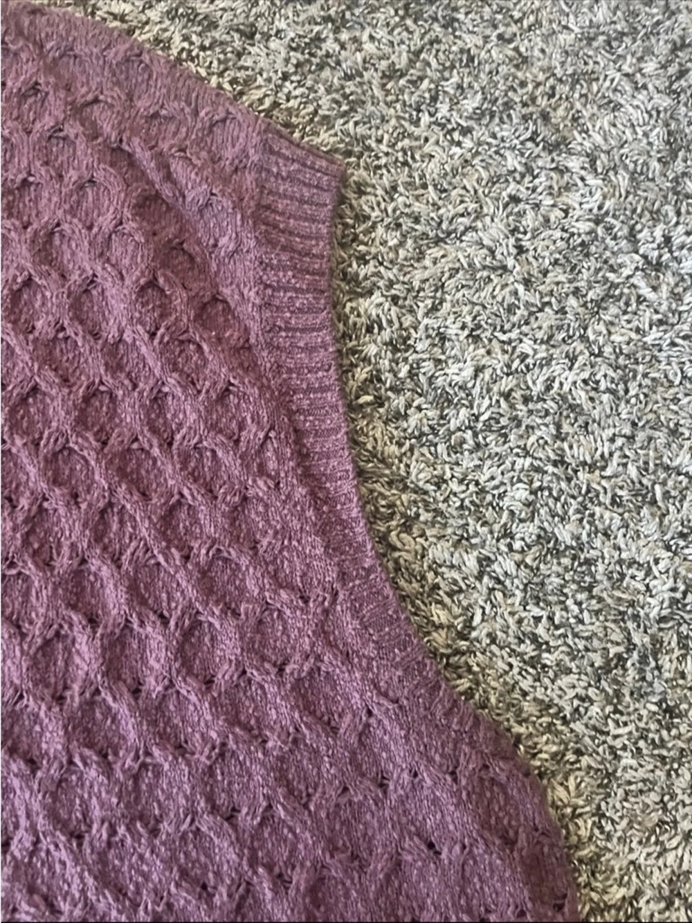 Free People Rosemary Knit Top Medium Plum Purple Mock Neck Cable Knit Sleeveless